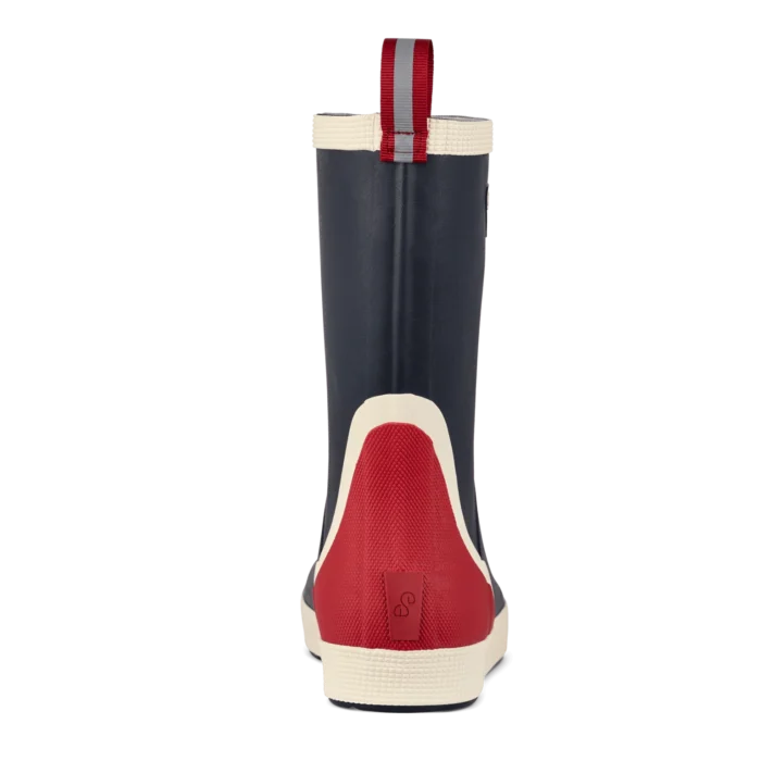 Green Comfort gummistøvle, unisex model i blå med rød på hælen og hvidt rundt sålen.