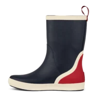 Green Comfort gummistøvle, unisex model i blå med rød på hælen og hvidt rundt sålen.