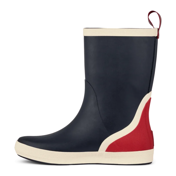 Green Comfort gummistøvle, unisex model i blå med rød på hælen og hvidt rundt sålen.