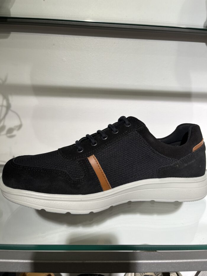 New Feet sort mesh herresko med lynlås og snørebånd