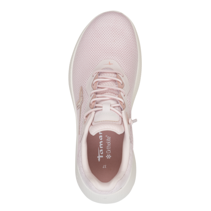Tamaris sneaker i rosa mesh, let og luftig sko.