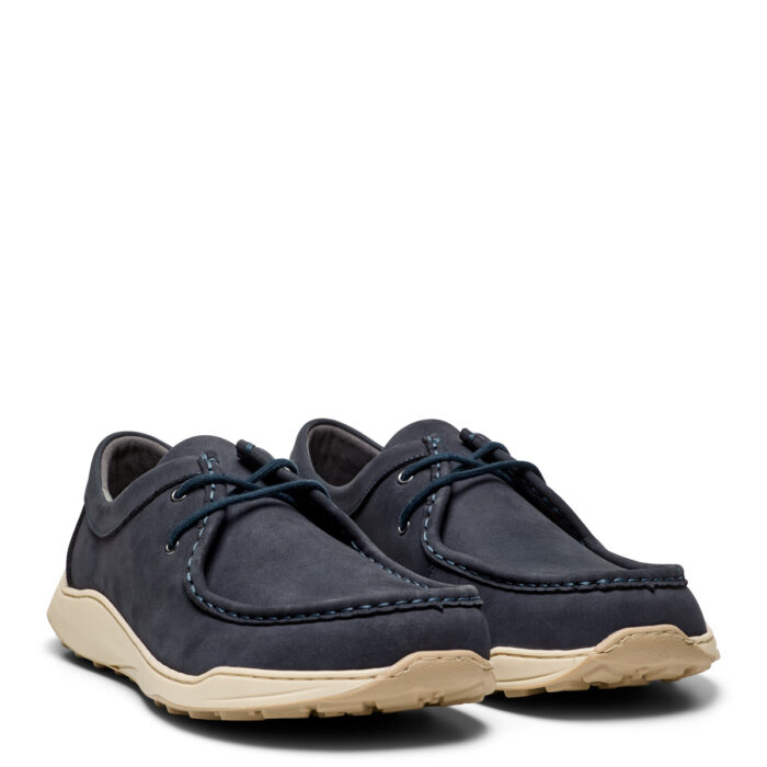 New Feet bred herresko i blå nubuck