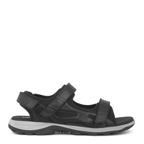 New Feet herresandal med velcro, sort skind