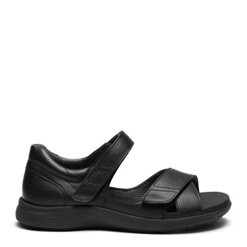 New Feet sort skind sandal med velcroremme og hælkappe.