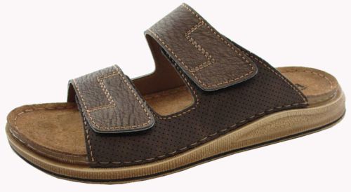 Fischer brun slippers med 2x velcroremme