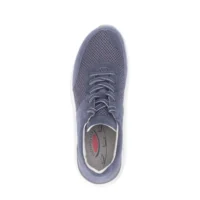 Rolling soft sneaker i jeansblå ruskind og mesh. Sko med snørebånd.