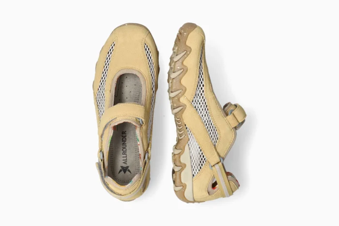 Allrounder gul trekking ballerina i ruskind og mesh.