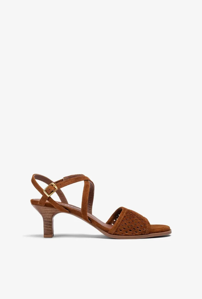Unisa 6 cm hæl, brun ruskind, damesko.
