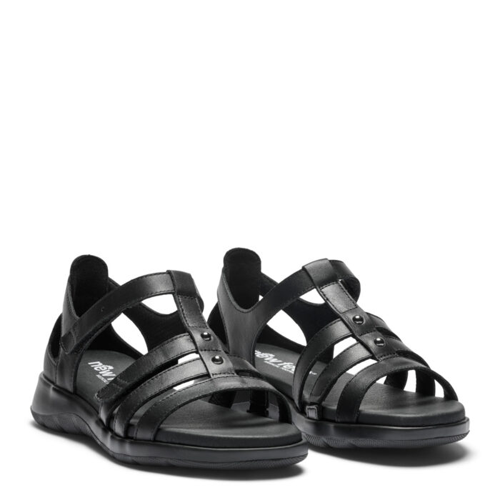 New Feet sandal med hælkappe, sort skind