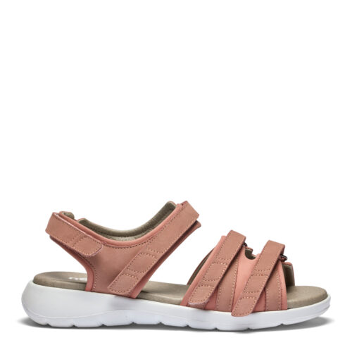 New Feet rosa farvet nubuck, 3 rems sandal med bagrem