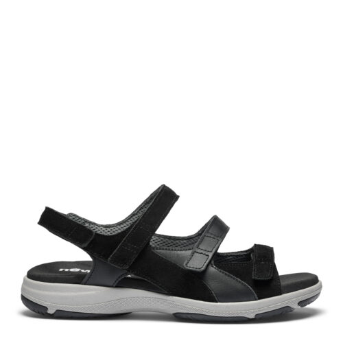 New Feet bred sandal med 3 velcroremme, sort
