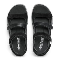 New Feet bred sandal med 3 velcroremme, sort
