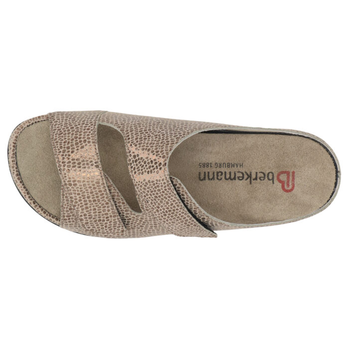 Berkemann lys nubuck med bronze mønster, dame slippers
