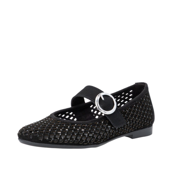 Remonte sort net ballerina med glitter sten