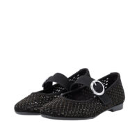 Remonte sort net ballerina med glitter sten