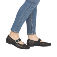 Remonte sort net ballerina med glitter sten