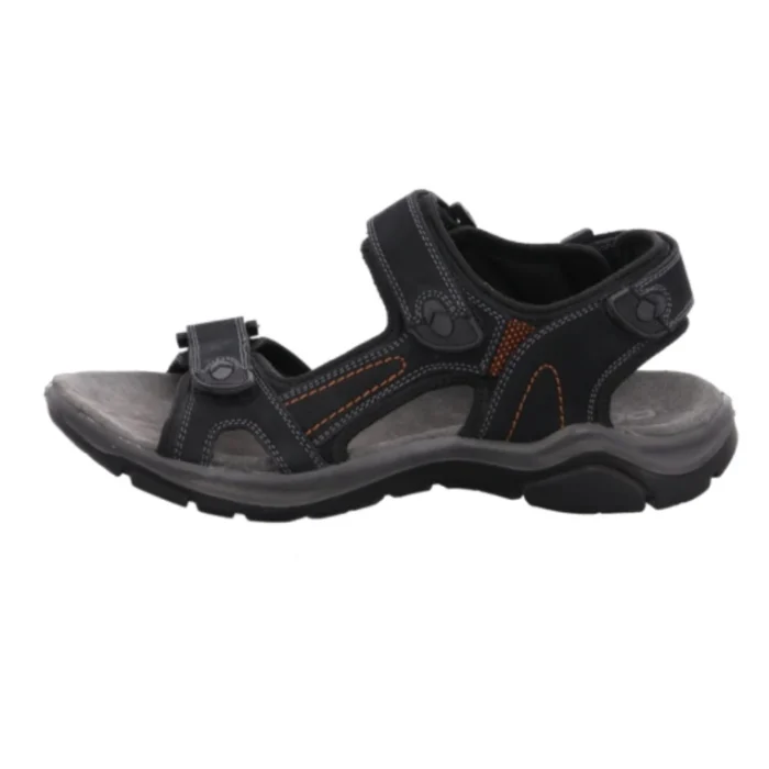 Rohde herresandal i sort nubuck, med velcroremme.