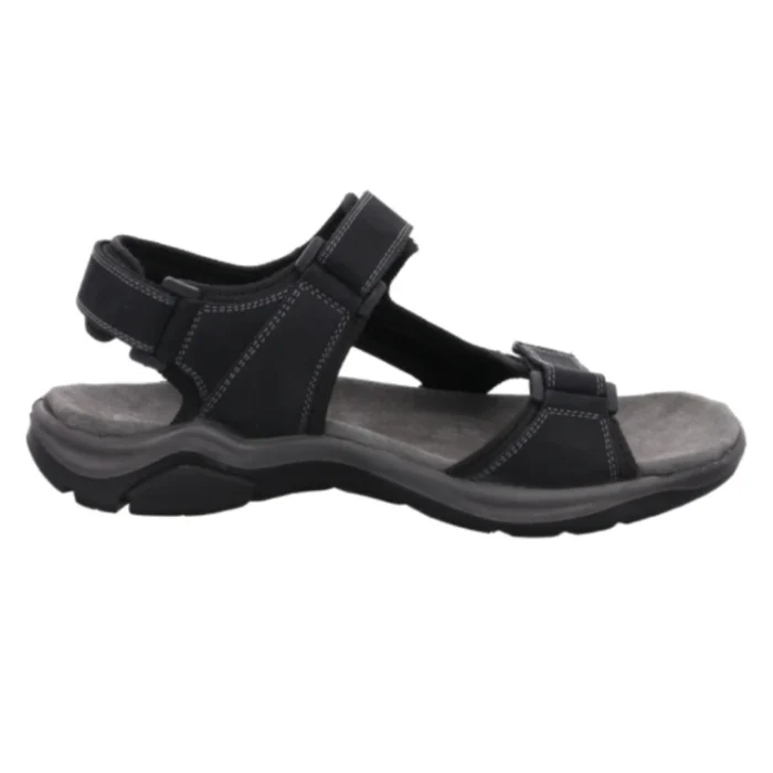 Rohde herresandal i sort nubuck, med velcroremme.