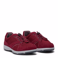 New Feet bred sko i bordeaux mesh, med elastik snøre