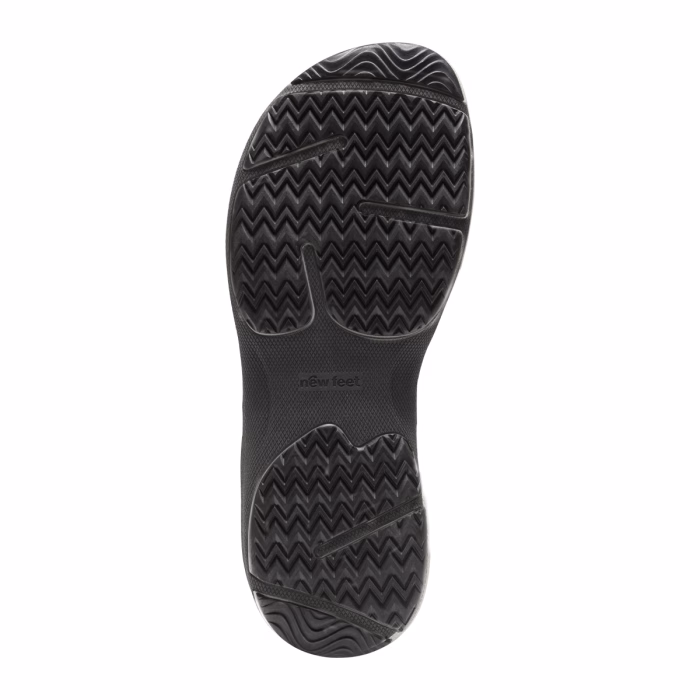 New Feet bred sko med stræk over tæerne, lynlås, snørebånd og tex membran, sort.