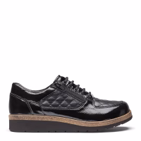 New Feet sort sko i skind og lak, med gænge funktion i sålen.