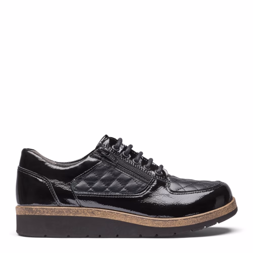 New Feet sort sko i skind og lak, med gænge funktion i sålen.