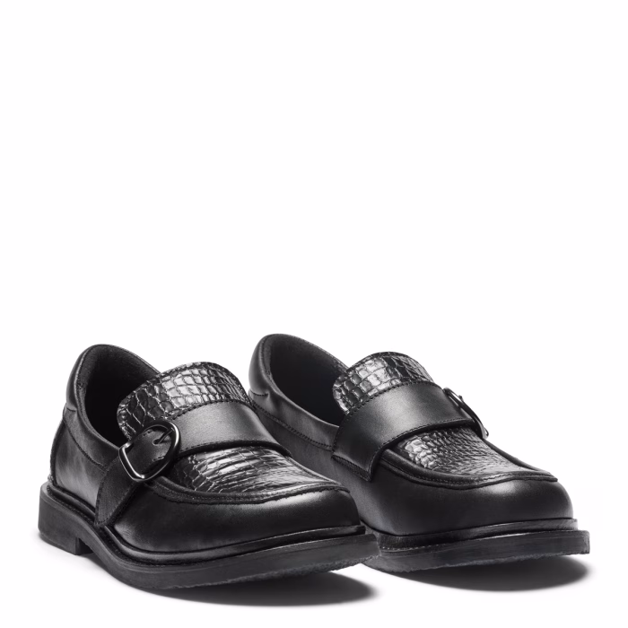 New Feet loafer i sort skind, wide model