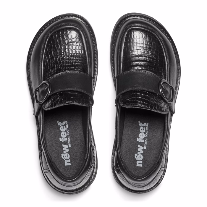 New Feet loafer i sort skind, wide model