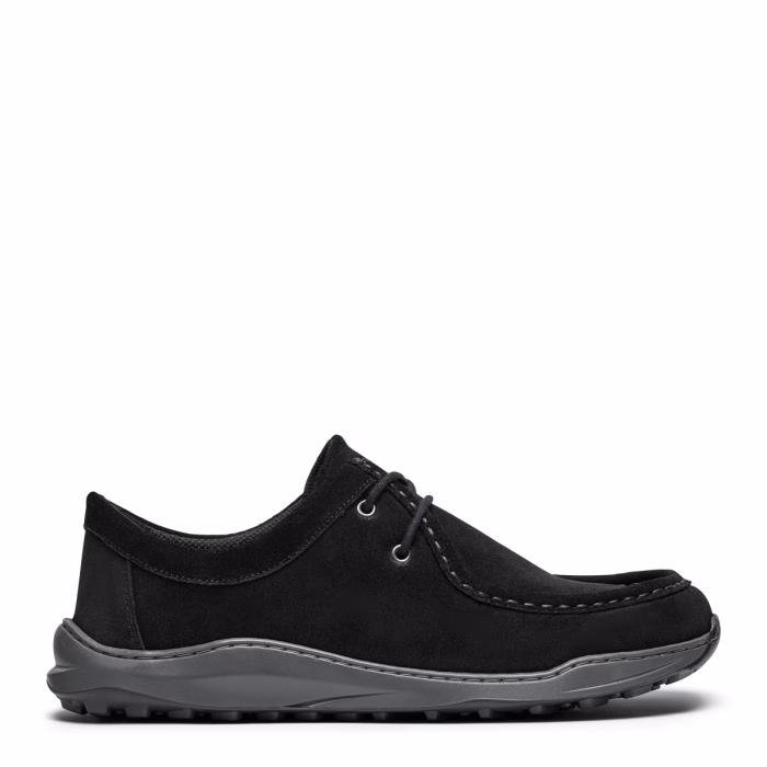 New Feet sort bred herresko med snørebånd. Lavet i sort ruskind