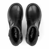 New Feet vinterstøvle med for og tex membran, sort skind med 2 lynlåse.