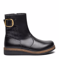 New Feet vinterstøvle med for og tex membran, sort skind med flet og spænde på siden samt lynlås.