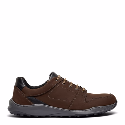 New Feet bred herresko i brun nubuck med lynlås og snørebånd
