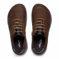 New Feet bred herresko i brun nubuck med lynlås og snørebånd