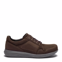 New Feet bred herresko i brun nubuck, med lynlås og snørebånd.